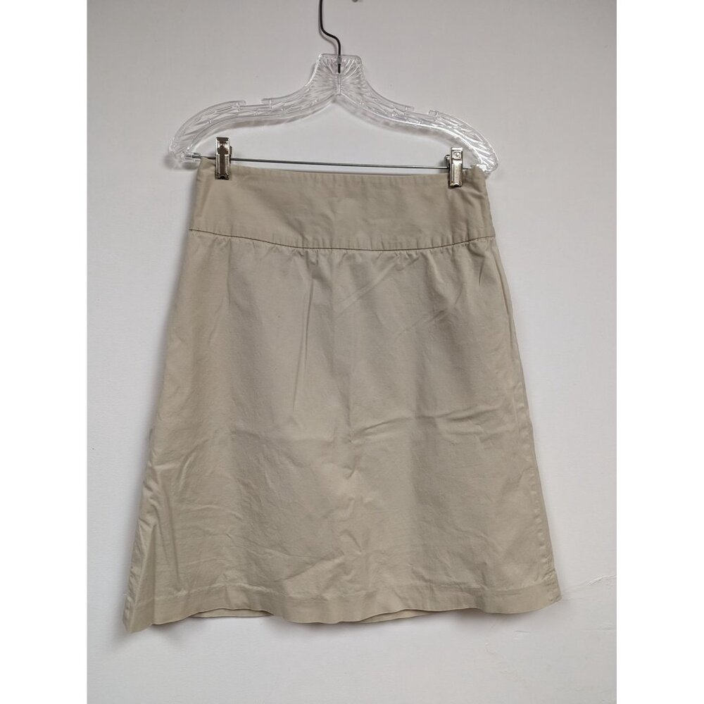 Merona Aline Skirt Size 2 Khaki Tan Modest Stretch Lined Womens